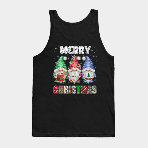 Merry Christmas Gnome Family Funny Xmas Tree Women Men Kids Tank Top by JennyArtist